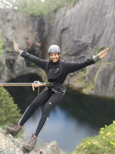 Nicole Julio James from Bolt Burdon Kemp on a zipwire