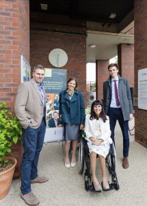 Raquel Siganporia, Alex Dabek and Sean Palmer from Bolt Burdon Kemp in company of Edward Baker of Neurokinex at Horatio’s Garden, Salisbury