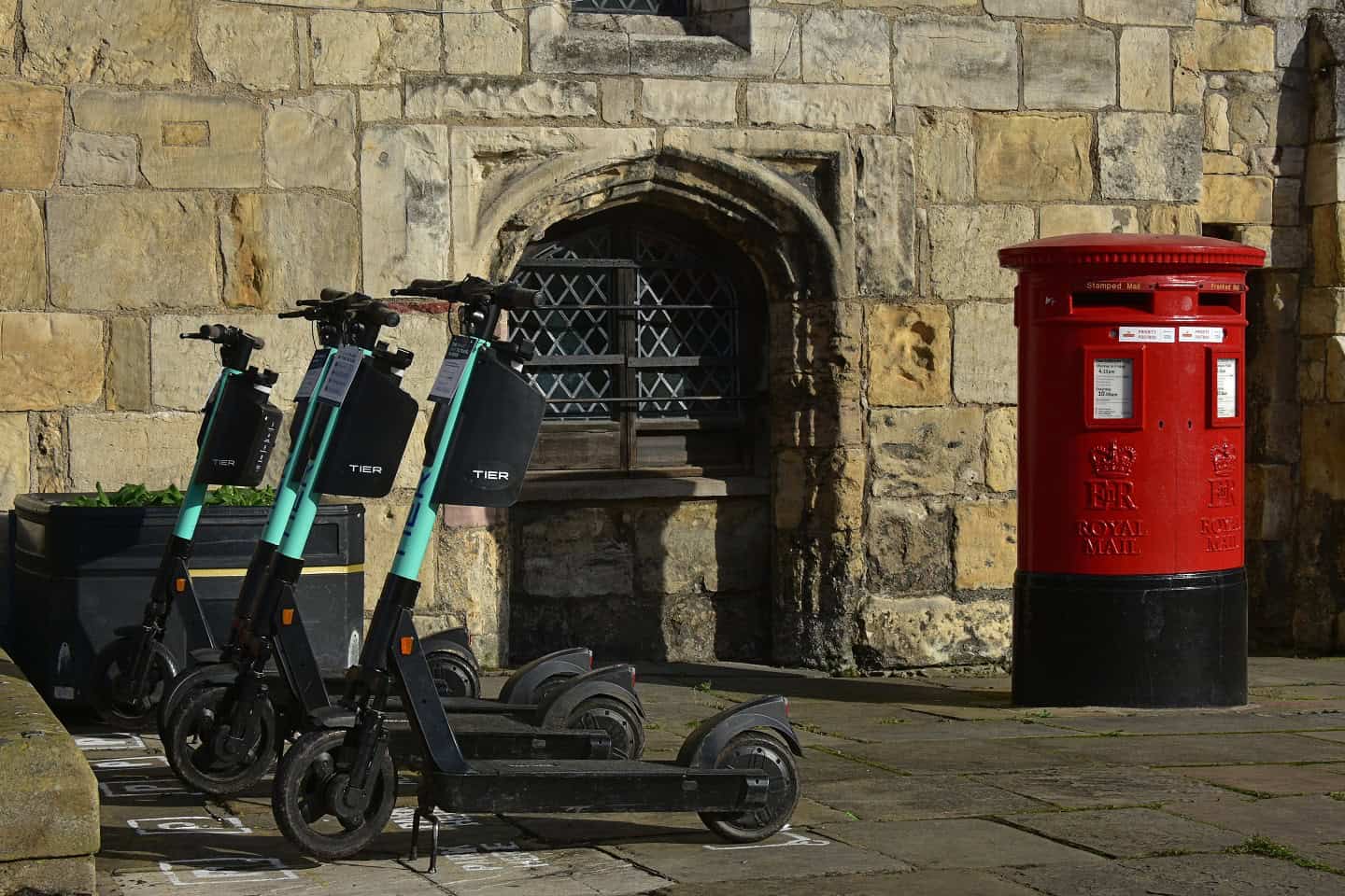 York,Uk,Oct,28,2020,Electric,Scooters,Parked,On,A